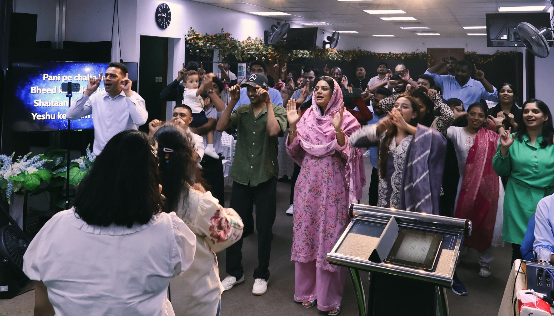 Congregation worshipping together
